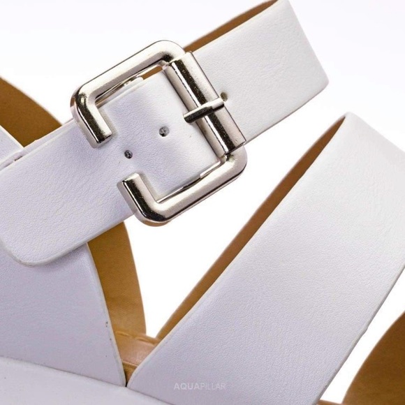 White Strappy Gladiator Platform Sandals - Picture 5 of 5